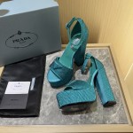 Prada High Heel Satin Thick Sole Sandals
