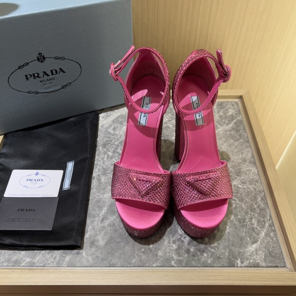 Prada High Heel Satin Thick Sole Sandals
