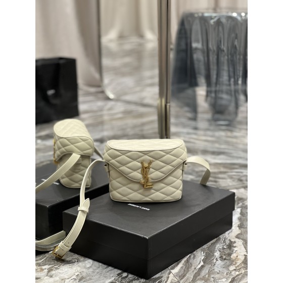 SAINT LAURENT JUNE Quilted Sheepskin Box Bag Model Number: 710080