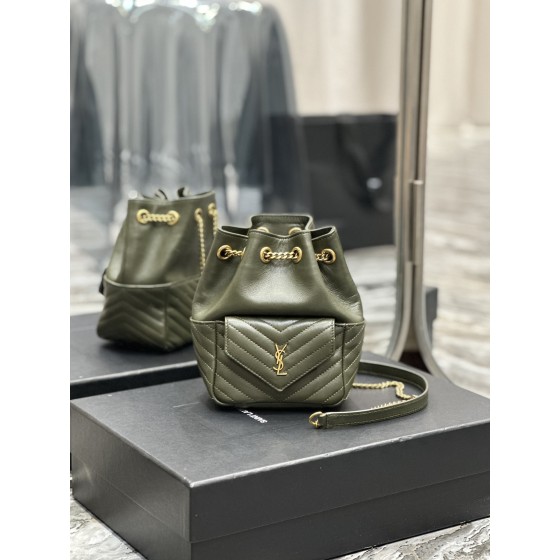 SAINT LAURENT V-shaped Quilted Mini Bucket Bag Model: 631052