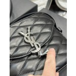 SAINT LAURENT JUNE Quilted Sheepskin Box Bag_ Black silver deduction number: 710080