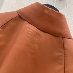 Fendi Style Long Belt Leather Windbreaker