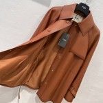 Fendi Style Long Belt Leather Windbreaker