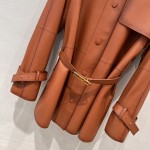 Fendi Style Long Belt Leather Windbreaker