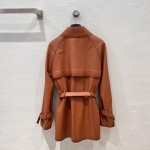 Fendi Style Long Belt Leather Windbreaker