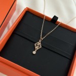 Hermes Diamond Hollow H Necklace