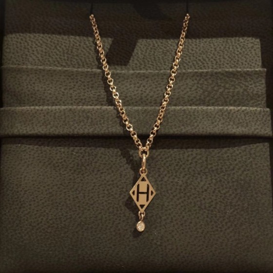 Hermes Diamond Hollow H Necklace