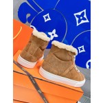 Hermes fur lining Kelly buckle casual shoes
