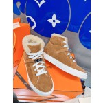 Hermes fur lining Kelly buckle casual shoes