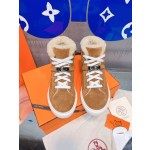 Hermes fur lining Kelly buckle casual shoes