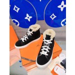Hermes fur lining Kelly buckle casual shoes
