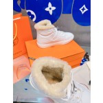 Hermes fur lining Kelly buckle casual shoes