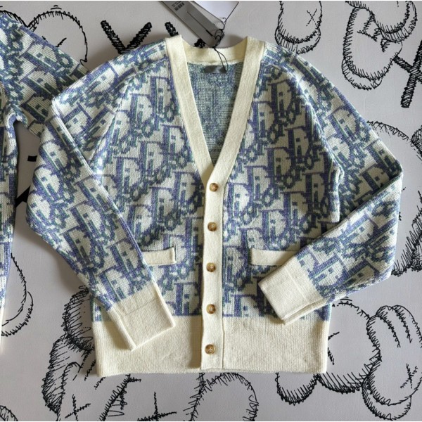 Dior Colorful Old Jacquard Wool Knitted Cardigan