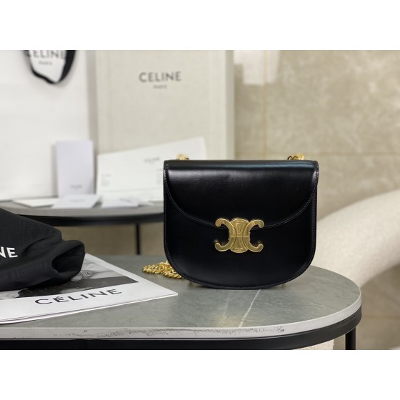 CELINE Leather Chain Saddle Bag~Model: 110973