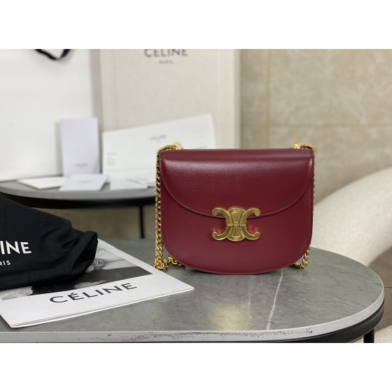 CELINE Leather Chain Saddle Bag~Model: 110973