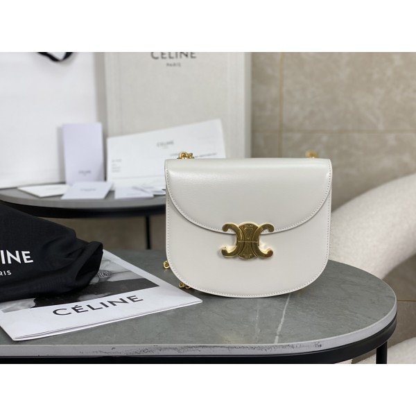 CELINE Leather Chain Saddle Bag~Model: 110973