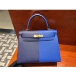 Kelly 28cm Epsom leather 73 Bleu Saphir sapphire blue spell 71 Bleu France French blue