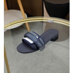 Dior webbing and woolen fitting slippers