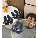Dior webbing and woolen fitting slippers