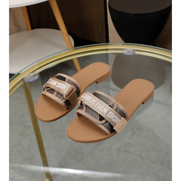 Dior webbing and woolen fitting slippers