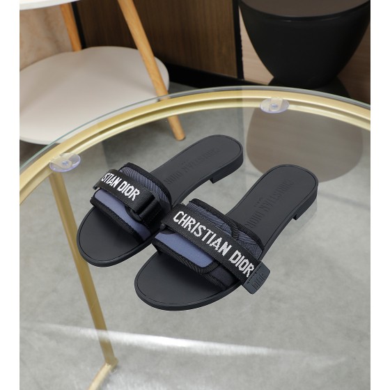 Dior webbing and woolen fitting slippers