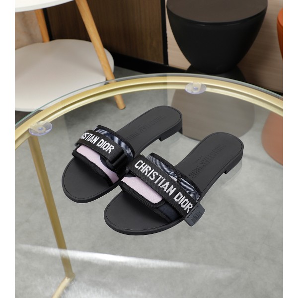 Dior webbing and woolen fitting slippers