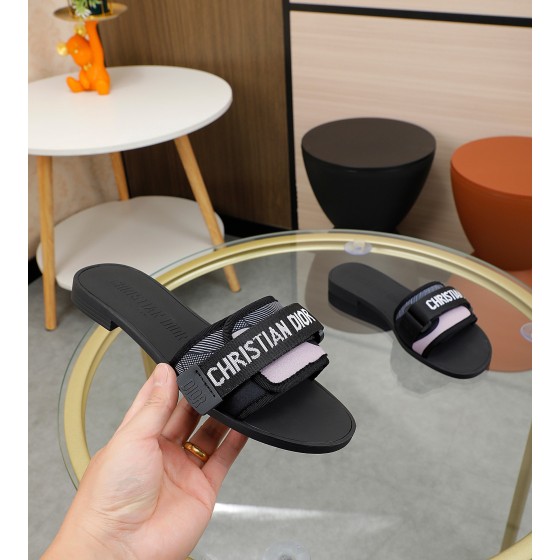 Dior webbing and woolen fitting slippers