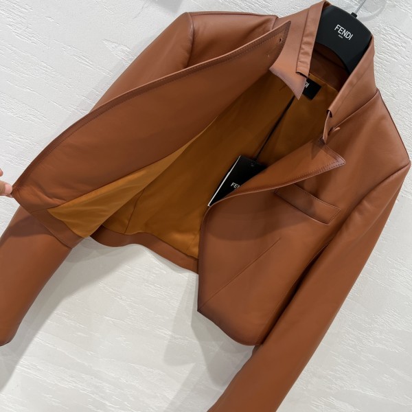 Fendi temperament short jacket leather jacket