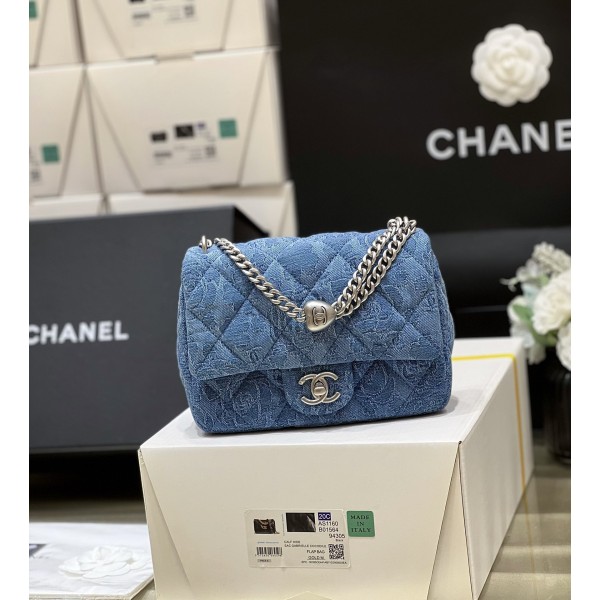 CHANEL 23B Autumn/Winter Trailer Series Buckle Big Bang Denim Square Fat Man 3829