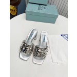 Prada Riveted Metal Heel Sandals