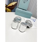 Prada Riveted Metal Heel Sandals