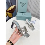 Prada Riveted Metal Heel Sandals