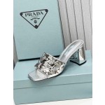 Prada Riveted Metal Heel Sandals
