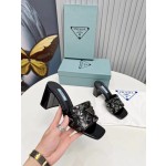 Prada Riveted Metal Heel Sandals