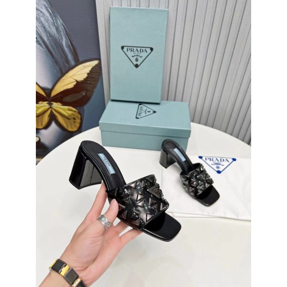 Prada Riveted Metal Heel Sandals