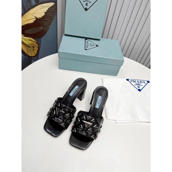 Prada Riveted Metal Heel Sandals