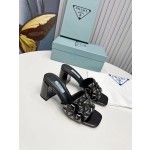 Prada Riveted Metal Heel Sandals