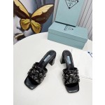 Prada Riveted Metal Heel Sandals