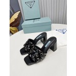 Prada Riveted Metal Heel Sandals