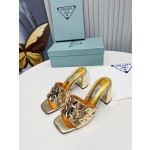Prada Riveted Metal Heel Sandals