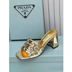 Prada Riveted Metal Heel Sandals