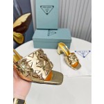 Prada Riveted Metal Heel Sandals
