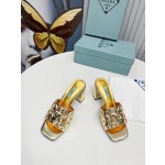 Prada Riveted Metal Heel Sandals