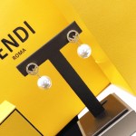 FENDI Ear Studs F with Diamond Hanging Pearl