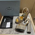 Prada High Heel Satin Thick Sole Sandals