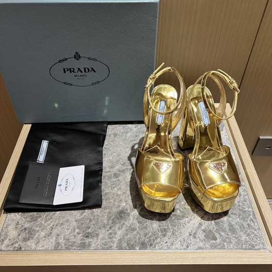 Prada High Heel Satin Thick Sole Sandals