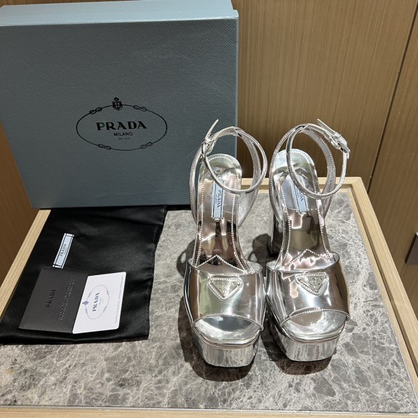 Prada High Heel Satin Thick Sole Sandals