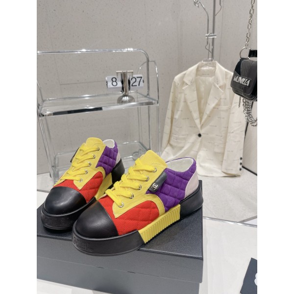 CHANEL cotton candy diamond pattern biscuit shoes