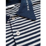 Prada Sports Casual Pinstripe Knitted Polo Shirt