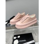 CHANEL Full Leather Silk Face Thick Sole Cookie Shoes